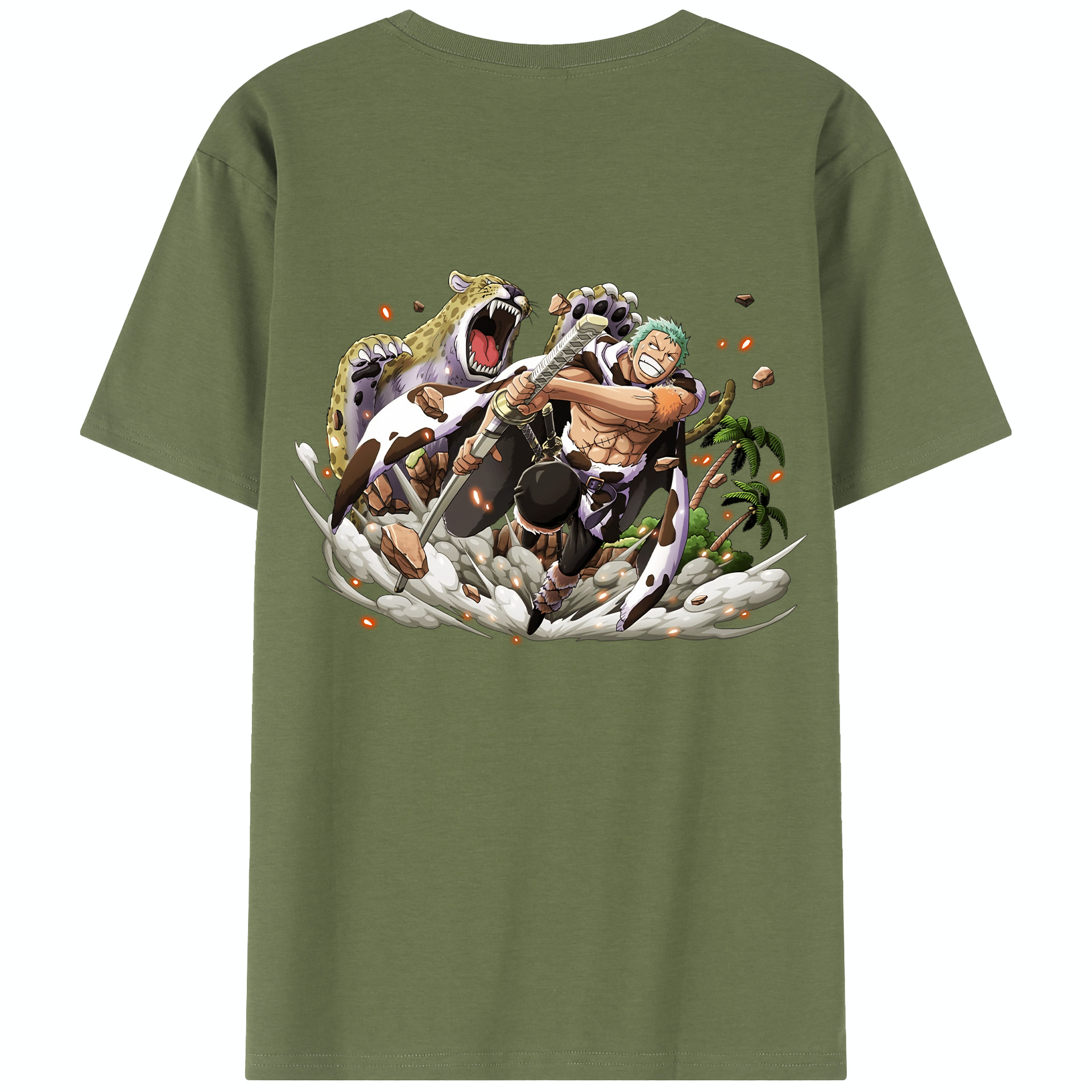 ワンピース ロロノア・ゾロ ONE PIECE Roronoa Zoro 綿100％半袖Tシャツ（背面プリント）